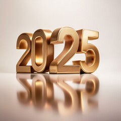 Wall Mural - 2025 3d text new year gold realistic rendering celebration ai image