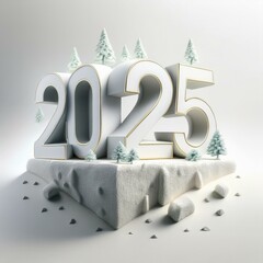Wall Mural - 2025 3d text new year gold realistic rendering celebration ai image