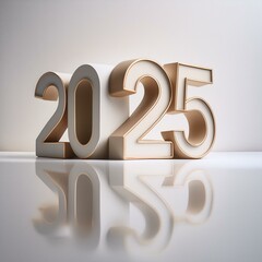 Wall Mural - 2025 3d text new year gold realistic rendering celebration ai image