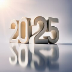 Wall Mural - 2025 3d text new year gold realistic rendering celebration ai image