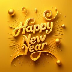 Wall Mural - happy new year creative typography design ai image