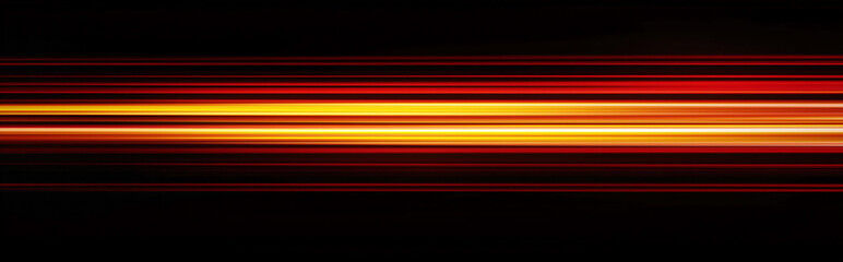 Wall Mural - horizontal gradient of red and yellow light lines on a black background, creating an abstract gradie