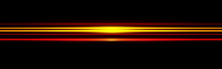 Wall Mural - horizontal gradient of red and yellow light lines on a black background, creating an abstract gradie