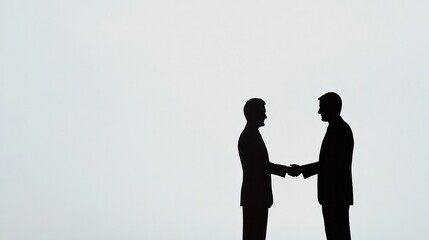 Wall Mural - A dynamic silhouette of a businessman enthusiastically shaking hands with a colleague