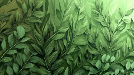 Lush Green Botanical Leaf Pattern  Nature Wallpaper  Botanical Illustration  Plant Design