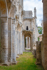 Wall Mural - Jumieges Abbey ruins with Romanesque arches and stone columns. Seine-Maritime Departement, Normandy, France