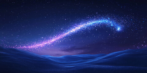 Fototapete - Abstract shooting star on a clean night-sky background, with a subtle trail of sparks.
