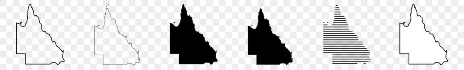 Wall Mural - queensland map black | australian state border | state country | transparent isolated | variations