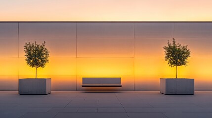 Wall Mural - Sunset Illuminates Minimalist Modern Architectural Space