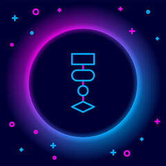 Wall Mural - glowing neon line algorithm icon isolated on black background. algorithm symbol design from artifici