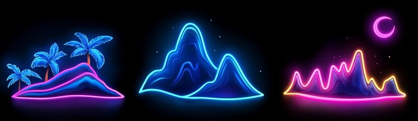 Wall Mural - This image features a bright luminous streak of northern lights and is painted on a dark transparent background with a neon glow effect. This is an Arctic visual phenomenon.