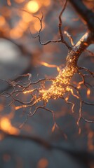 Aufkleber - glowing neural network concept with abstract lighting