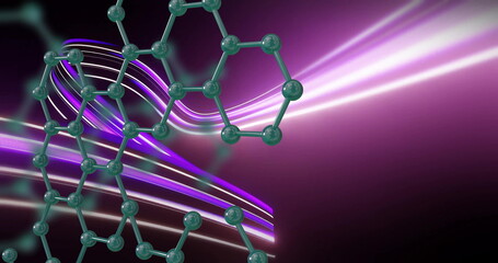 Wall Mural - molecular structure and light waves, scientific image