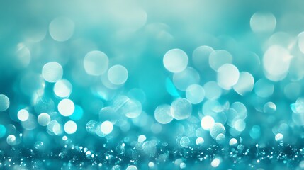 Wall Mural - abstract teal bokeh background with out-of-focus circles of light.