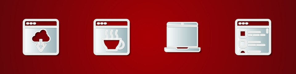 Wall Mural - set cloud technology data transfer, software, laptop and browser files icon. vector