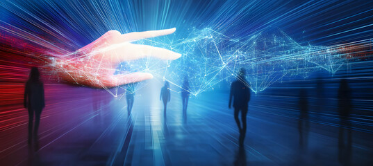 Wall Mural - connection between people and artificial intelligence technology