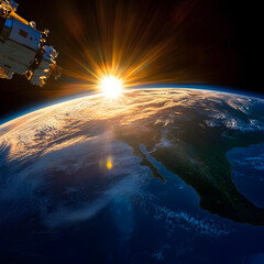 Wall Mural - sunrise over the earth in outer space