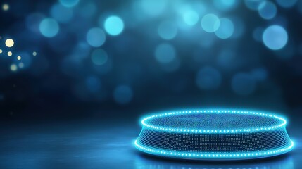 futuristic blue glowing platform led lights abstract technology background