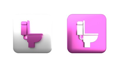 Wall Mural - Colorful Toilet bowl icon isolated on white background. Square button. 3D render illustration