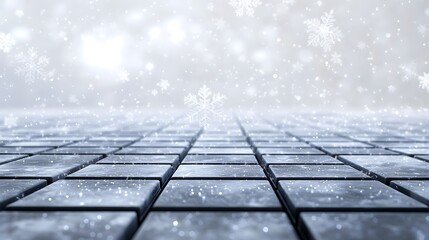 Poster - A pixelated black square floor design on a white background, ideal for modern interior decor themes.
