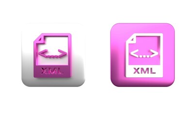 Canvas Print - Colorful XML file document. Download xml button icon isolated on white background. XML file symbol. Square button. 3D render illustration