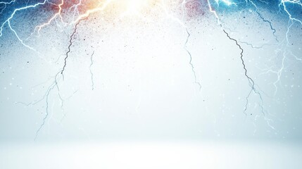 Wall Mural - a scene full of lightning and electric rays isolated on a empty plain clean light background