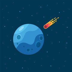 Wall Mural - fired asteroid in collision with planet