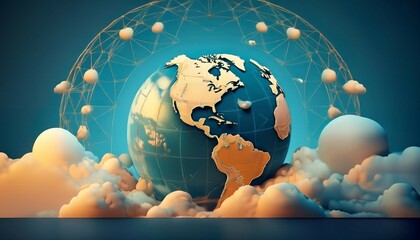 Wall Mural - global perspective a miniature earth surrounded by fluffy clouds a symbolic representation of a worl