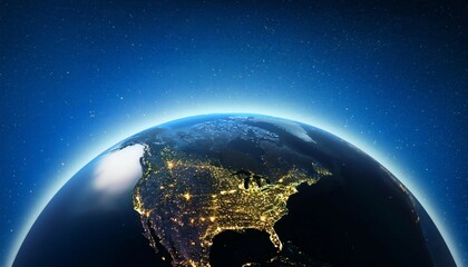 Wall Mural - planet earth at night from space showing north america