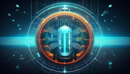 Wall Mural - futuristic technology concept with a digital capsule