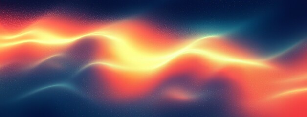 Poster - Banner poster header design with gritty grainy background glowing color flow wave, orange blue yellow black dark backdrop noise texture