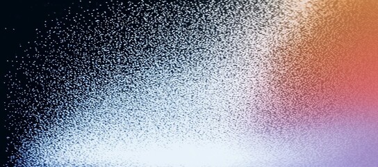 Poster - An abstract banner or poster header featuring a noise texture and a gradient of red, orange, green, and blue, with a grainy background.