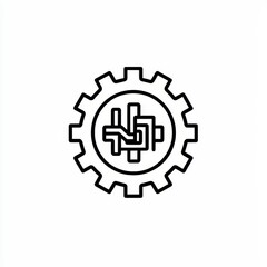Poster - A white background with an icon of digital technology gear