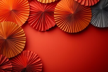 Aufkleber - Happy Chinese New Year 2023 concept with red paper fans with gold flowers on red backgrounds.