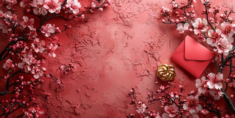 Aufkleber - Chinese new year decorations made from red packet, orange, and gold ingots or golden lumps on a red background. FU is the Chinese character for fortune, prosperity, wealth, and money.