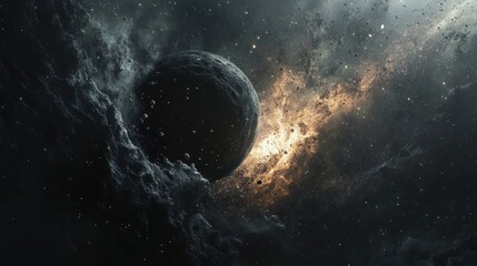 Wall Mural - Dark Planet in a Cosmic Storm
