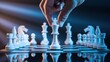 © abu - A hand moves a white king on a chessboard, highlighting strategy and concentration.