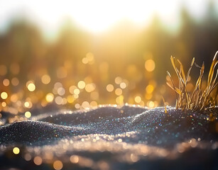 Wall Mural - abstract sunny landscape background with glitter bokeh lights