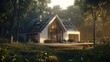 © elimicel - Modern house with solar panels in a forest setting