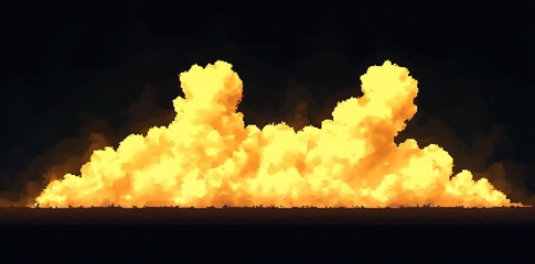 Fototapete - Yellow smoke on black background