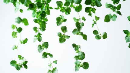 Wall Mural - Falling mint leaves. Generative AI