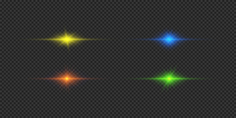 Wall Mural - set of multicolor horizontal light effects of lens flares