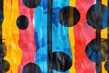 Wall Mural - colorful abstract ink pattern with bold circles on paper texture