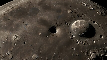 Wall Mural - close-up view of the Moon’s surface showing detailed craters under sharp lighting