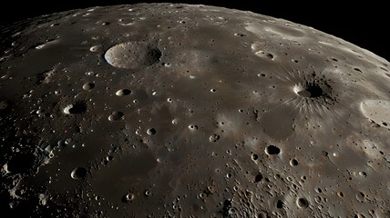 Wall Mural - close-up view of the Moon’s surface showing detailed craters under sharp lighting