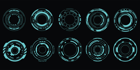 Wall Mural - sci-fi futuristic circle hud dashboard display virtual reality technology screen. user interface set