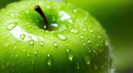 Wall Mural - Fresh dew on vibrant green close-up