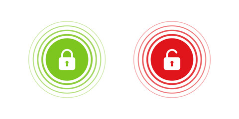 Leinwandbilder - Lock and Unlock symbol. The padlock show protect and unprotected status. Cybersecurity and data protection technology. Icon element for app and web. Vector illustration.