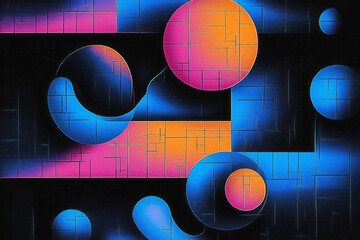 Fototapete - a black background with a pattern of circles