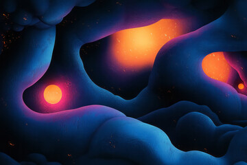 Fototapete - a group of lavas with a bright orange light